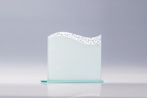 High quality honor white pattern frosted glass trophy
