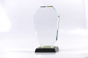 Transparent crystal transparent plaque trophy with transparent and black base