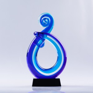 New design elegant art hand blown glass trophy