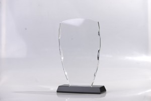 Transparent crystal transparent plaque trophy with transparent and black base