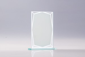 High quality honor white pattern frosted glass trophy