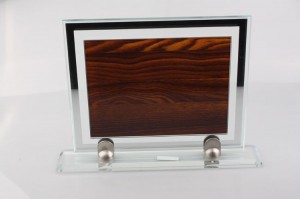 New design custom wood crystal glass rim trophy