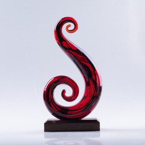 New design elegant art hand blown glass trophy