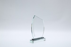 Transparent crystal transparent plaque trophy with transparent and black base