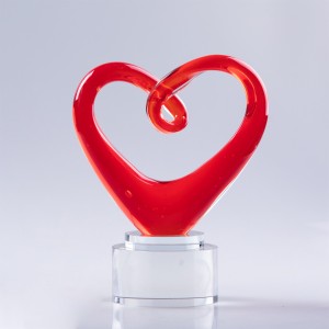 New design elegant art hand blown glass trophy