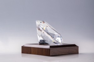Glass crystal diamond style trophy