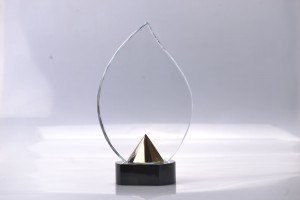 Transparent crystal transparent plaque trophy with transparent and black base